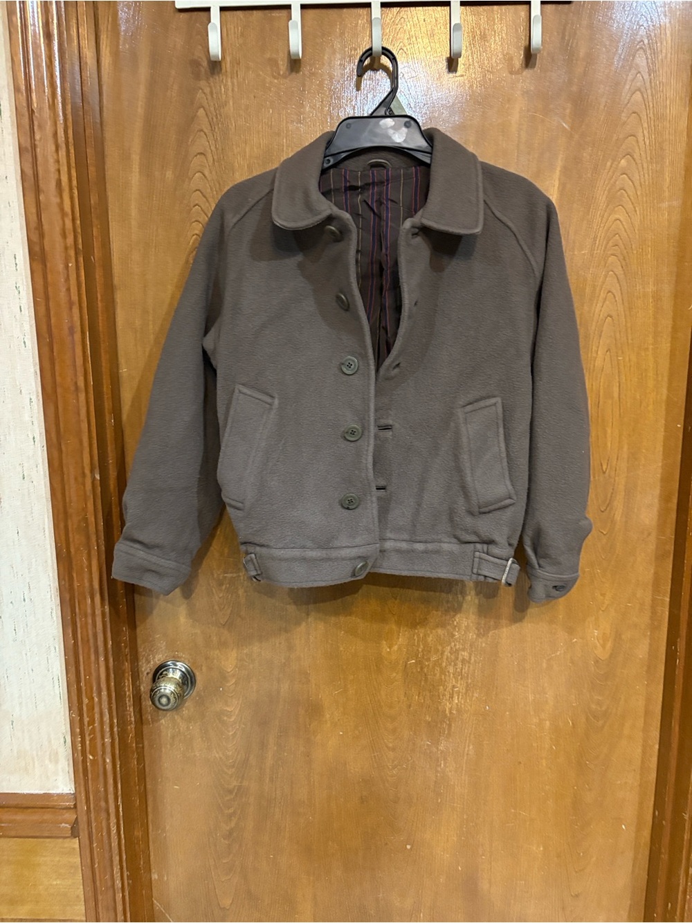 Dunhill Brown Cashmere and Wool Bomber Jacket with Navy and Red Stripe Lining